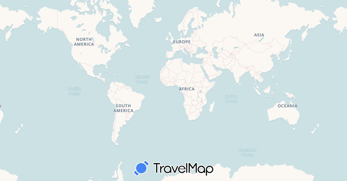 TravelMap itinerary: driving, plane, train in Belgium, France, Italy (Europe)